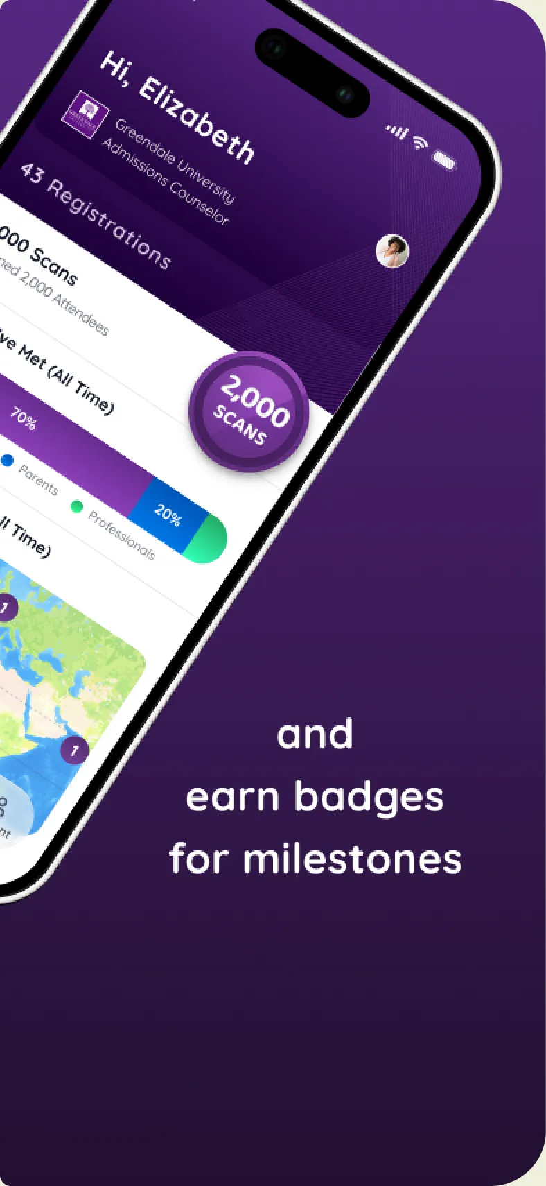 And earn badges for milestones — a 2,000 scans badge